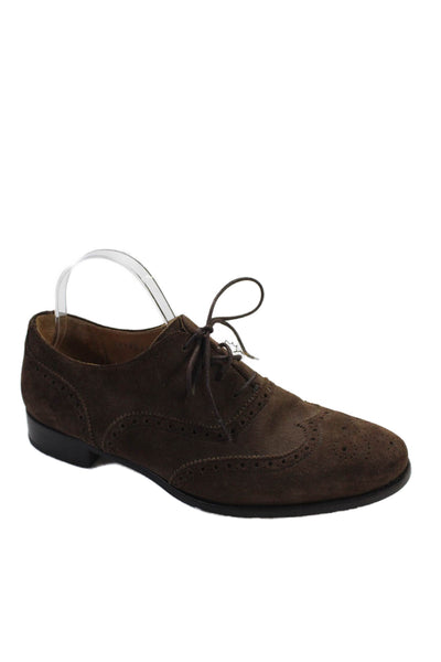 Jack Erwin Mens Suede Lace Up Dress Shoe Oxfords Brown Size 8