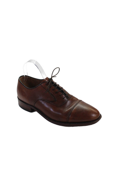 Johnston & Murphy Mens Leather Lace Up Dress Shoe Oxfords Brown Size 8 D
