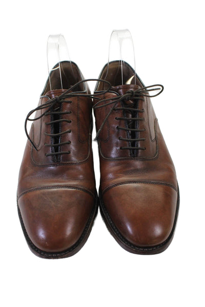 Johnston & Murphy Mens Leather Lace Up Dress Shoe Oxfords Brown Size 8 D