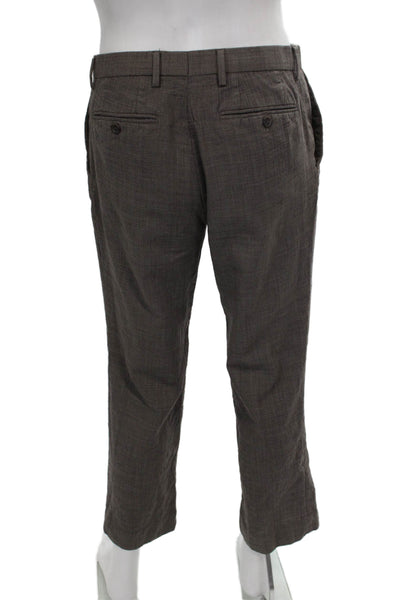 Banana Republic Mens Dress Pants Brown Wool Check Zip Size 32