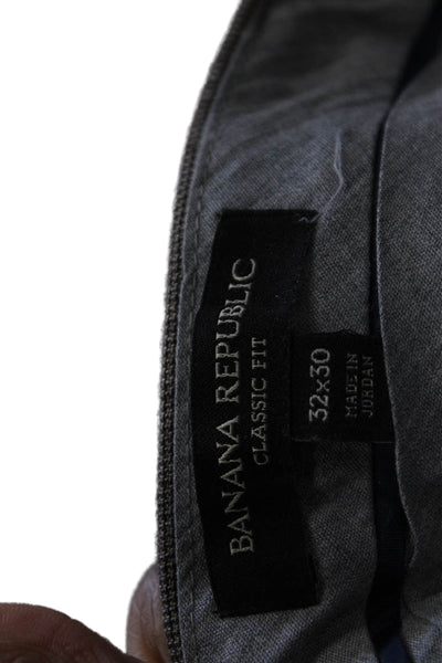 Banana Republic Mens Dress Pants Brown Wool Check Zip Size 32