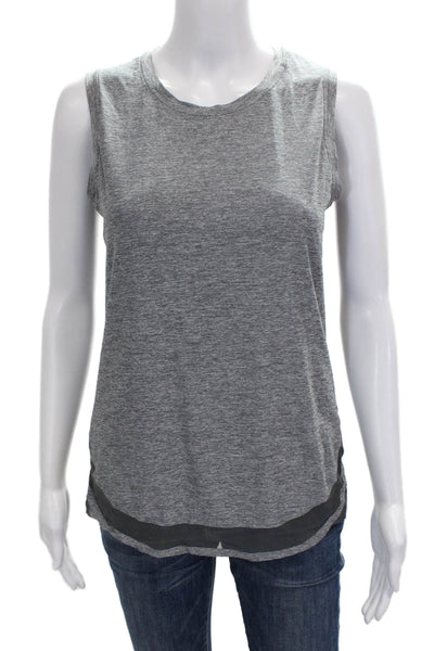 Athleta Womens Basic Sleeveless Tank Gray Round Neck Polyester Blend Size XS
