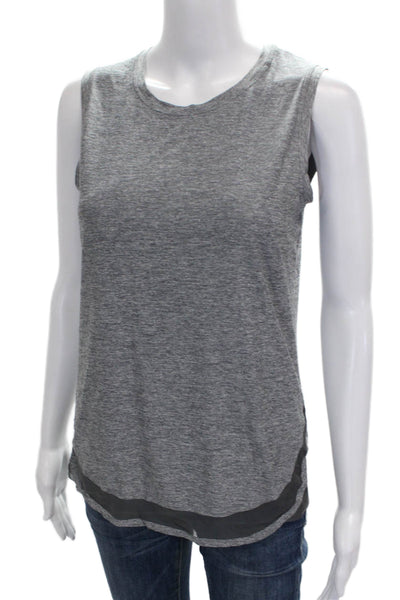 Athleta Womens Basic Sleeveless Tank Gray Round Neck Polyester Blend Size XS