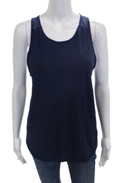 Lululemon Women Solid Blue Basic Scoop Neck Tank Polyester Blend Size 6