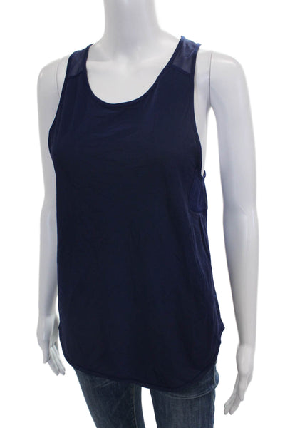 Lululemon Women Solid Blue Basic Scoop Neck Tank Polyester Blend Size 6