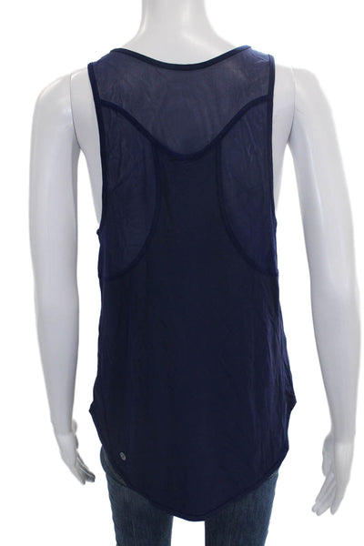 Lululemon Women Solid Blue Basic Scoop Neck Tank Polyester Blend Size 6