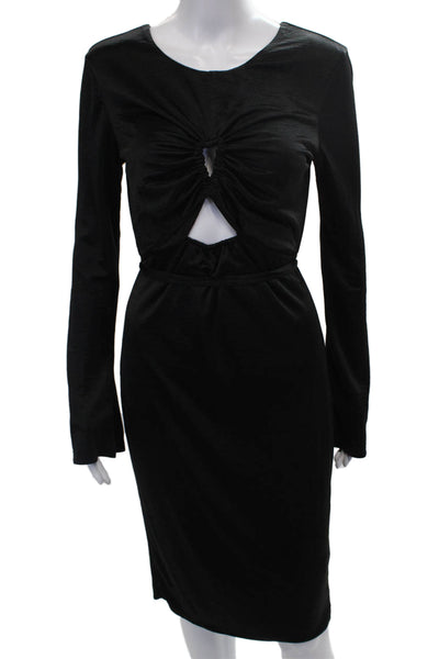 Love Whit by Whitney Port Women Bodycon Black Long Sleeve Mid Calf Dress Size S