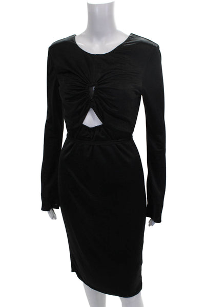 Love Whit by Whitney Port Women Bodycon Black Long Sleeve Mid Calf Dress Size S