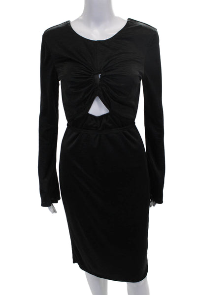 Love Whit by Whitney Port Womens Black Bodycon Dress Long Sleeve Tie Size S