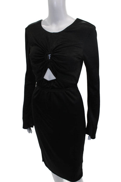 Love Whit by Whitney Port Womens Black Bodycon Dress Long Sleeve Tie Size S