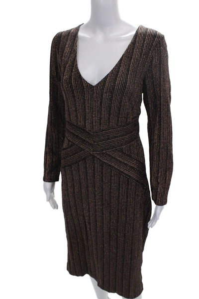 Rachel Rachel Roy Womens Bodycon Striped VNeck Long Sleeve Dress Black Size 2XL