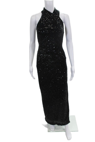 Rachel Rachel Roy Women Black Halter Maxi Dress Zip Size XS