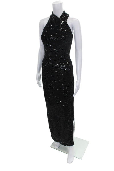 Rachel Rachel Roy Women Black Halter Maxi Dress Zip Size XS