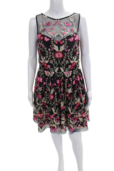 Shoshanna Women Fit & Flare Multicolor Floral Short Sleeveless Dress Size 8