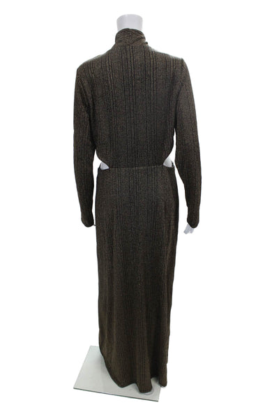 Rachel Rachel Roy Women Maxi Dress Black Striped V-Neck Long Sleeve Size XL