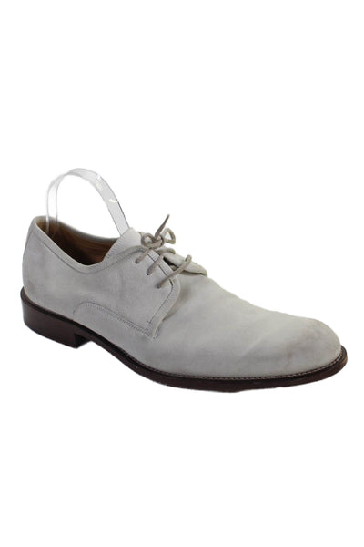 Cole Haan Mens Suede Round Toe Lace Up Dress Shoes White Size 11
