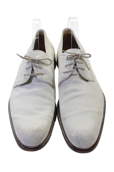Cole Haan Mens Suede Round Toe Lace Up Dress Shoes White Size 11