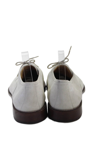 Cole Haan Mens Suede Round Toe Lace Up Dress Shoes White Size 11