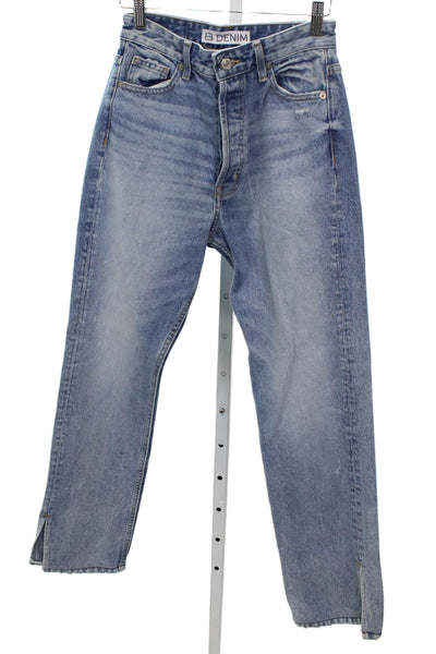 EB Denim Womens Straight Jeans Blue High Rise Cotton Size 25