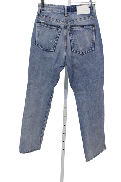 EB Denim Womens Straight Jeans Blue High Rise Cotton Size 25
