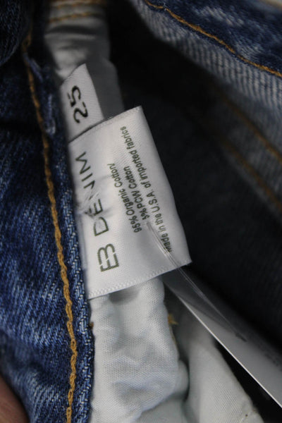 EB Denim Womens Straight Jeans Blue High Rise Cotton Size 25