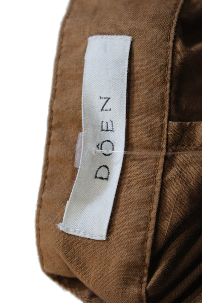 Doen Womens Ankle Pants Brown Cotton Button Solid Size 4