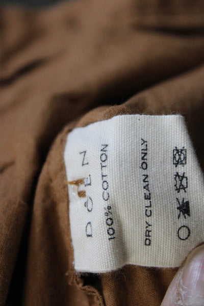 Doen Womens Ankle Pants Brown Cotton Button Solid Size 4