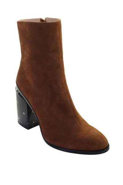 Dear Frances Womens Suede Floral Heel Detail Boots Brown Size EUR 39