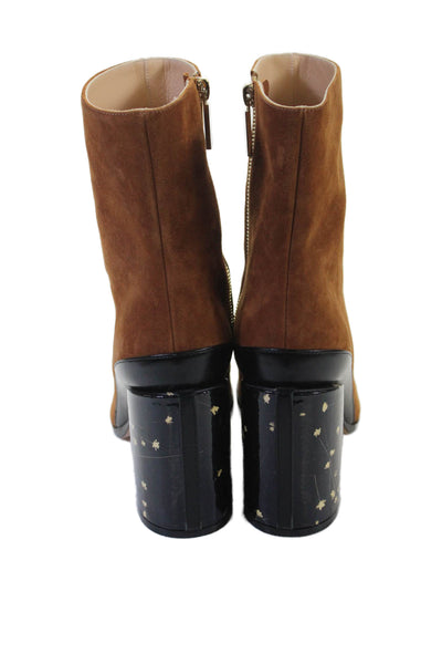Dear Frances Womens Suede Floral Heel Detail Boots Brown Size EUR 39
