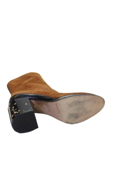 Dear Frances Womens Suede Floral Heel Detail Boots Brown Size EUR 39