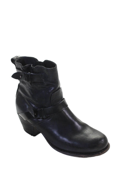 Rag & Bone Womens Leather Strap Detail Heeled Boots Black Size 9.5