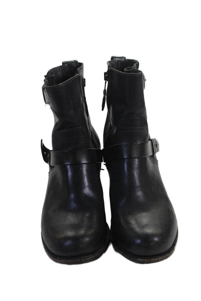 Rag & Bone Womens Leather Strap Detail Heeled Boots Black Size 9.5