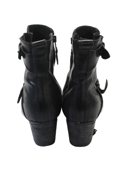 Rag & Bone Womens Leather Strap Detail Heeled Boots Black Size 9.5