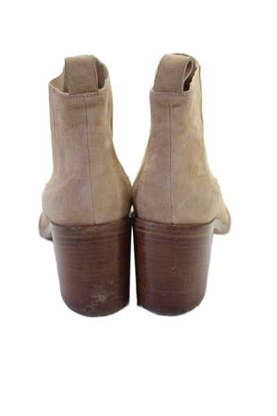 Jenni Kayne Womens Suede Heeled Ankle Boots Beige Size 9