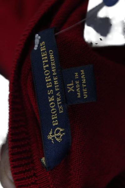 Brooks Brothers Women Merino Wool Red Cardigan Long Sleeve Round Neck Size L