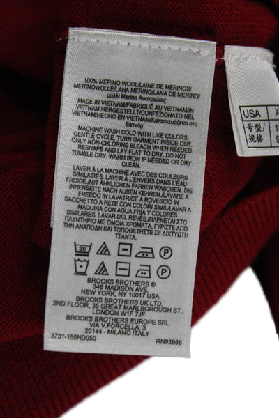 Brooks Brothers Women Merino Wool Red Cardigan Long Sleeve Round Neck Size L