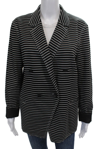 Lafayette 148 New York Women Black Striped Blazer Long Sleeve Size L