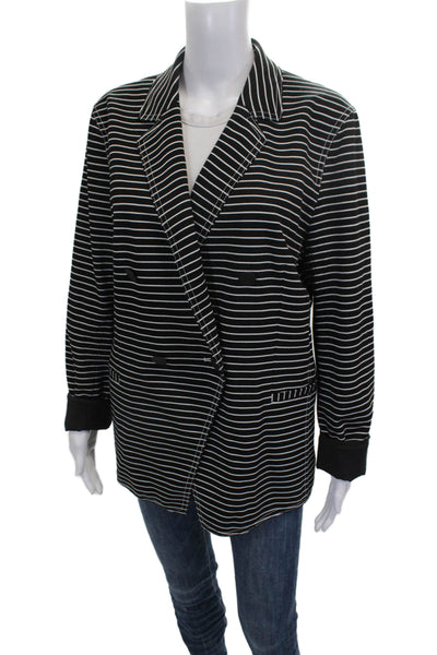 Lafayette 148 New York Women Black Striped Blazer Long Sleeve Size L