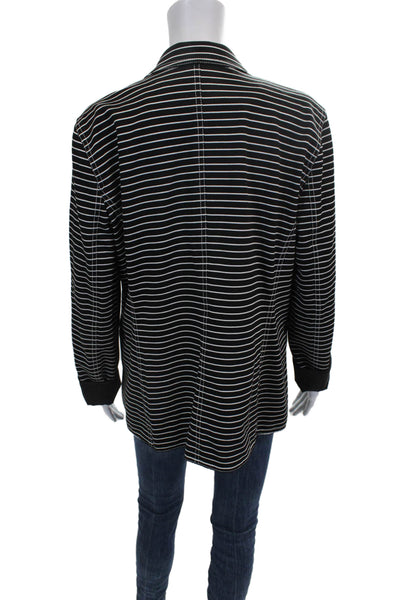 Lafayette 148 New York Women Black Striped Blazer Long Sleeve Size L