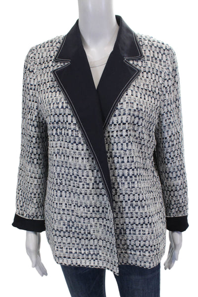 Lafayette 148 New York Womens Multicolor Checked Cotton Basic Jacket Size L