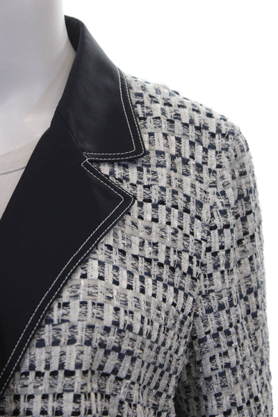 Lafayette 148 New York Womens Multicolor Checked Cotton Basic Jacket Size L