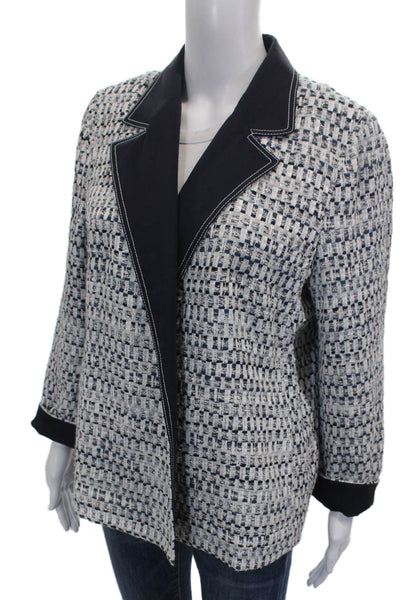 Lafayette 148 New York Womens Multicolor Checked Cotton Basic Jacket Size L