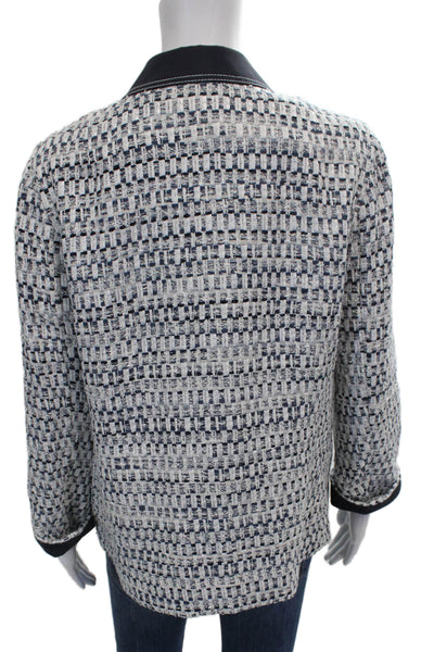 Lafayette 148 New York Womens Multicolor Checked Cotton Basic Jacket Size L