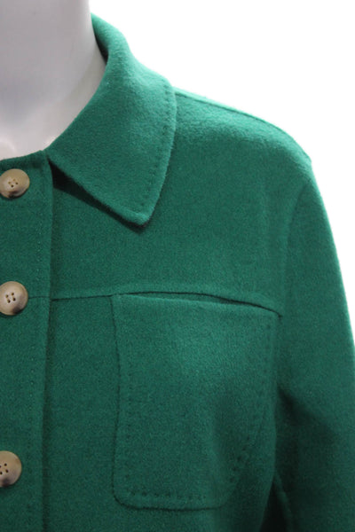 Lafayette 148 New York Women Green Wool Basic Jacket Button Long Sleeve Size L