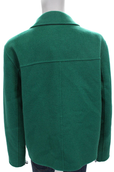 Lafayette 148 New York Women Green Wool Basic Jacket Button Long Sleeve Size L