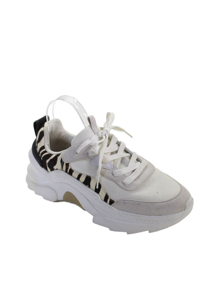 Zara Womens Printed Low Top Sneakers Shoes White Combo Size 11