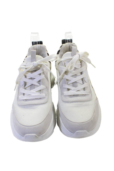 Zara Womens Printed Low Top Sneakers Shoes White Combo Size 11