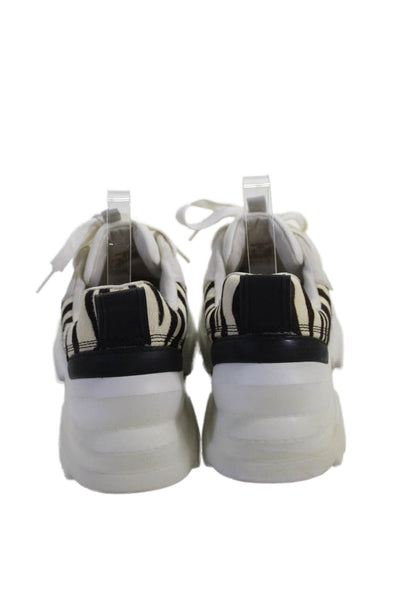 Zara Womens Printed Low Top Sneakers Shoes White Combo Size 11