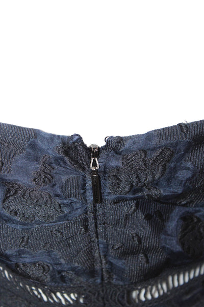 Rebecca Taylor Womens Blue Floral V-Neck Sleeveless Blouse Size 8
