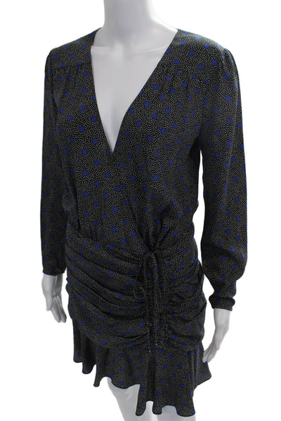 Veronica Beard Womens Silk Polka Dot Wrap Dress Black Long Sleeve Size 6